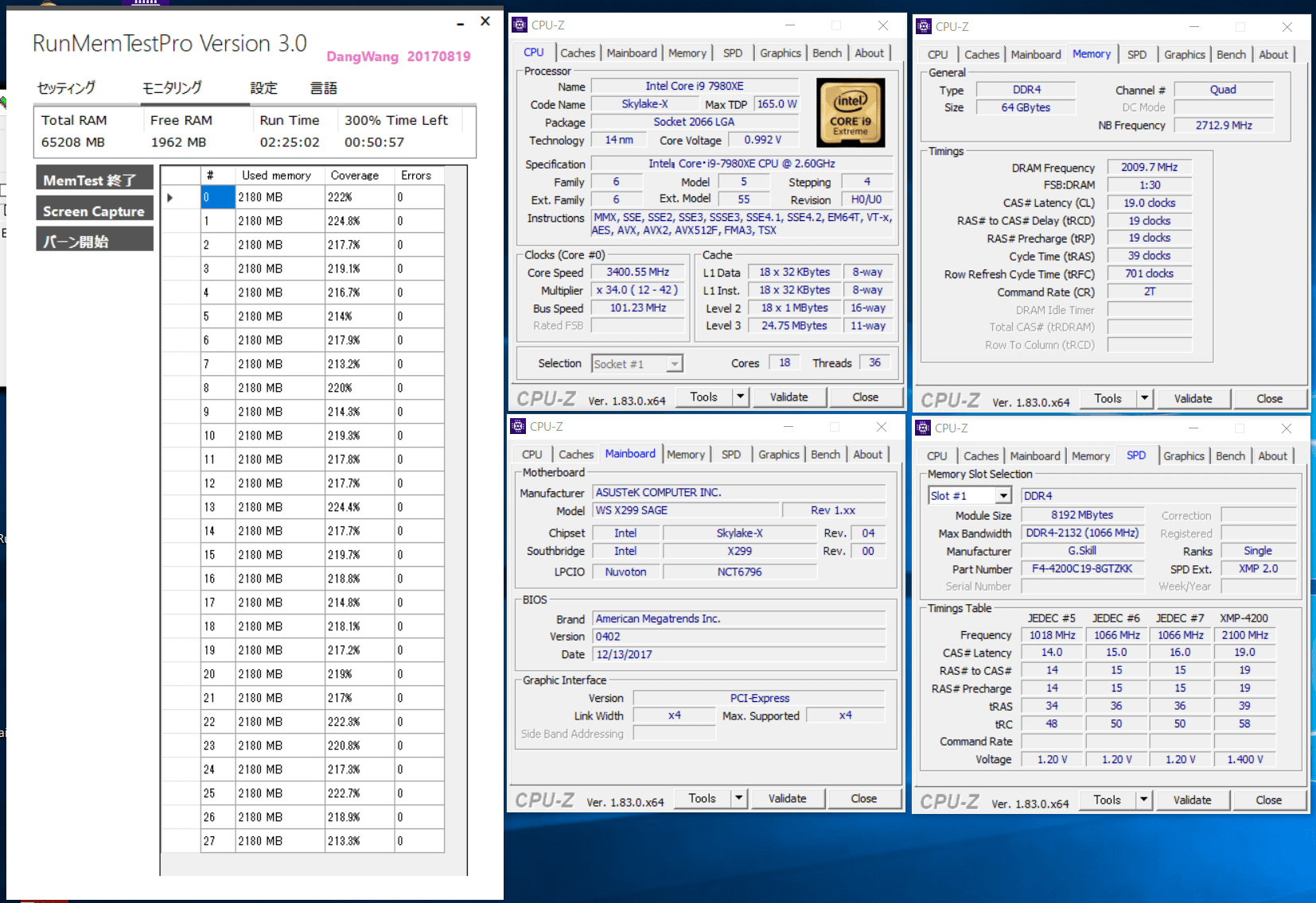 ASUS WS X299 SAGE_OC Test_memory