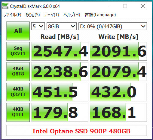 Intel Optane SSD 900P 480GB_CDM
