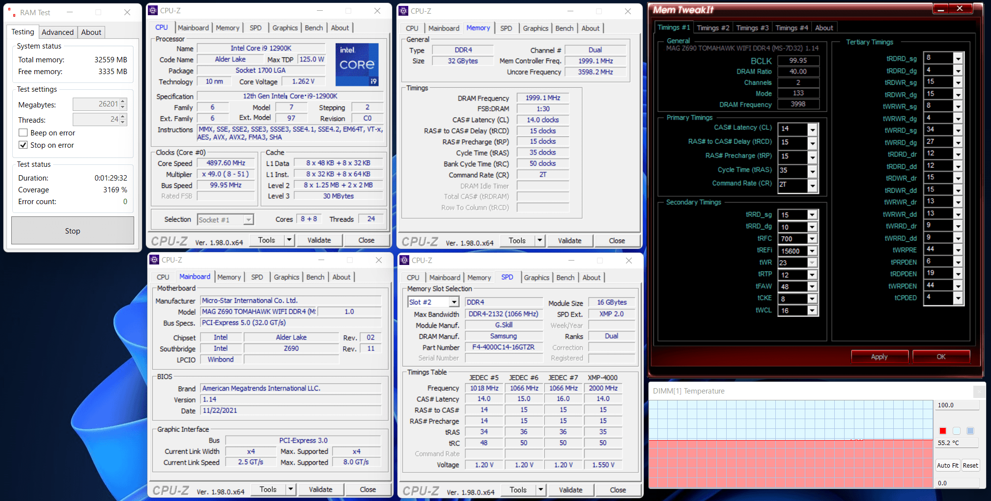 MSI MAG Z690 TOMAHAWK WIFI DDR4_12900K_DDR4_4000_C14_G1
