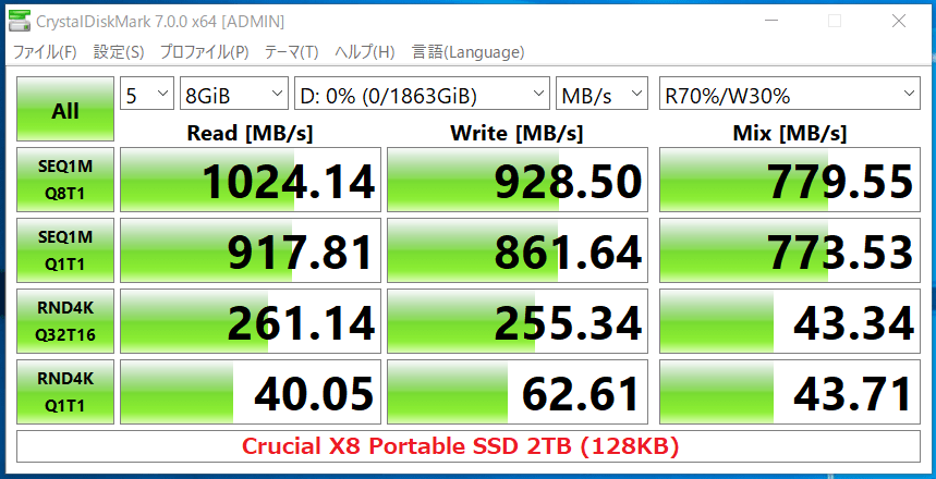 Crucial X8 Portable SSD 2TB(128KB)_CDM7