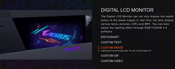 GIGABYTE AORUS P1200W 80+ PLATINUM MODULAR_LCD-Display (2)