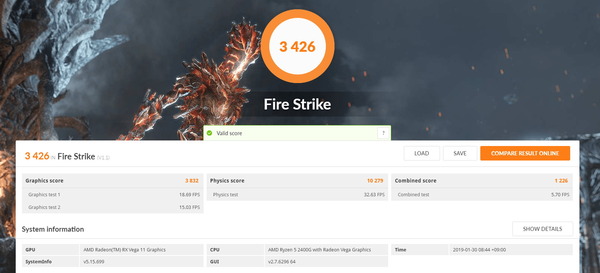 ASRock DeskMini A300_Ryzen 5 2400G_FireStrike
