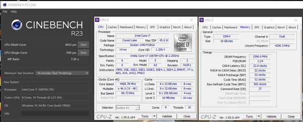 MSI GS66 Stealth_Core i7 10870H_CinebenchR23_Extreme