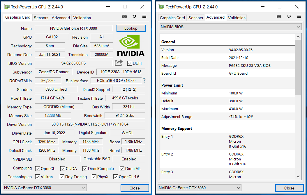ZOTAC GAMING GeForce RTX 3080 AMP Extreme Holo LHR 12GB_GPU-Z_Q