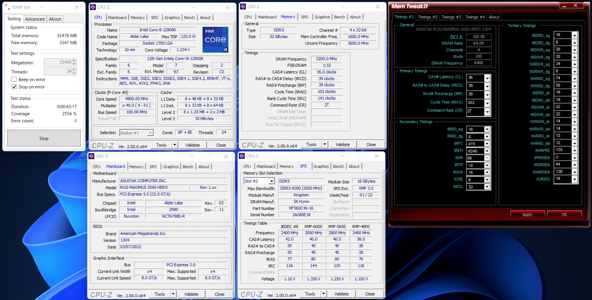 Kingston FURY Beast DDR5_ASUS MZ690H_12900K_6400_C36