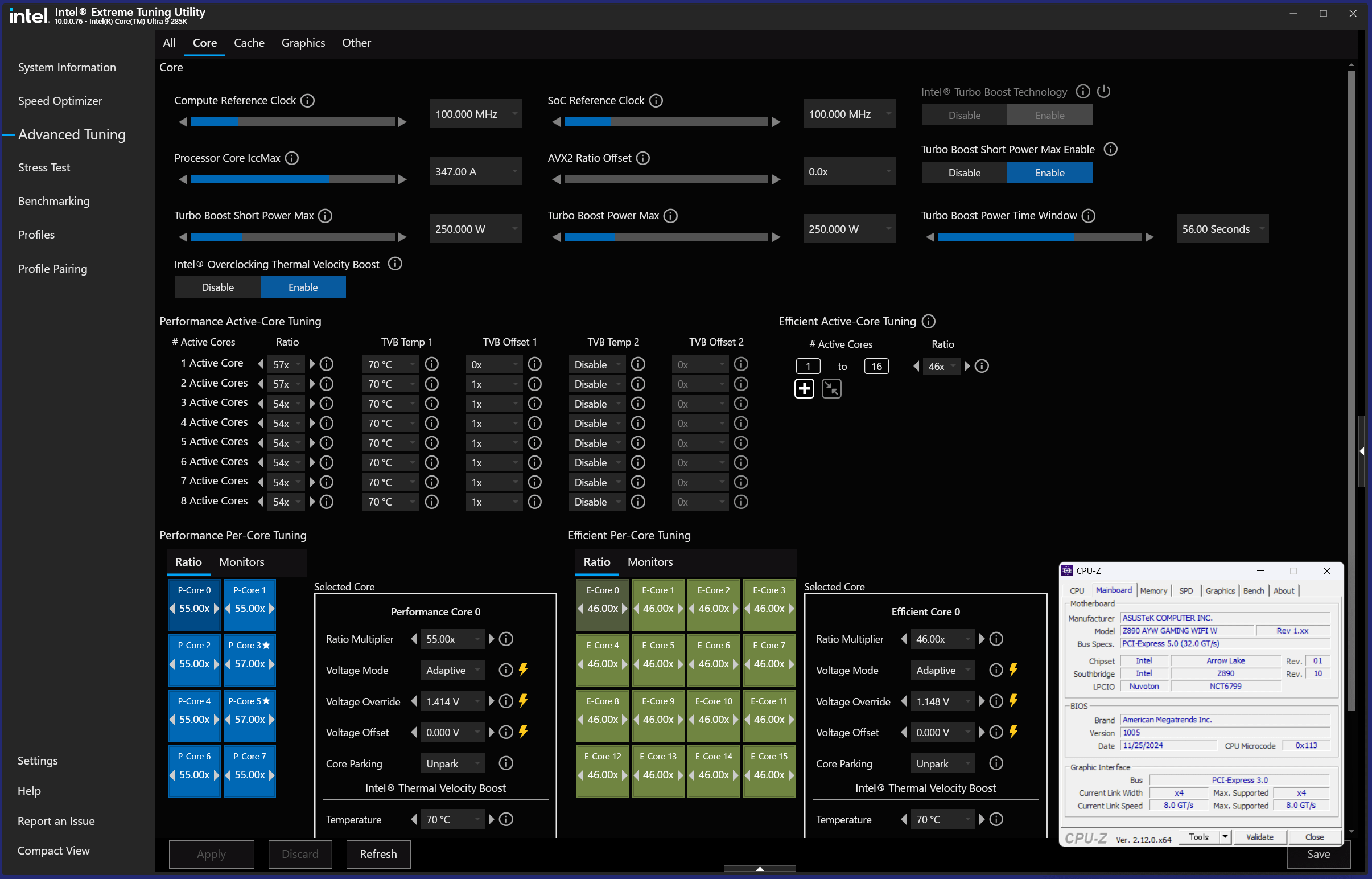 Intel XTU_Core Ultra 9 285K