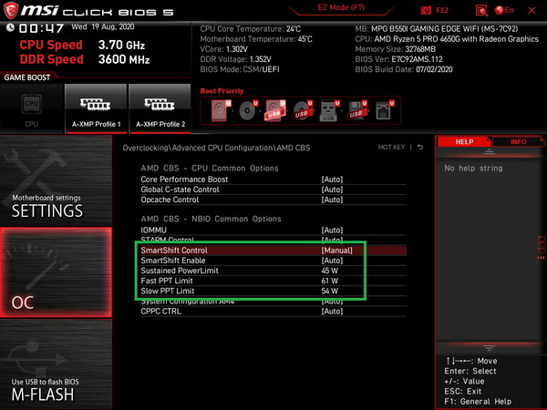 MSI MPG B550I Gaming Edge WiFi_SmartShift Control