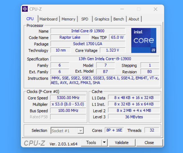 Intel Core i9 13900_CPU-Z