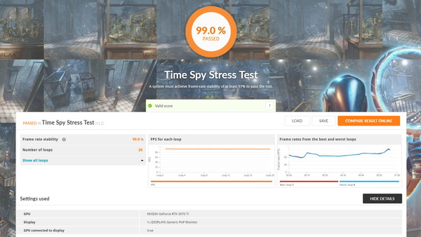 Palit GeForce RTX 3070 Ti GamingPro_TimeSpy Stress Test