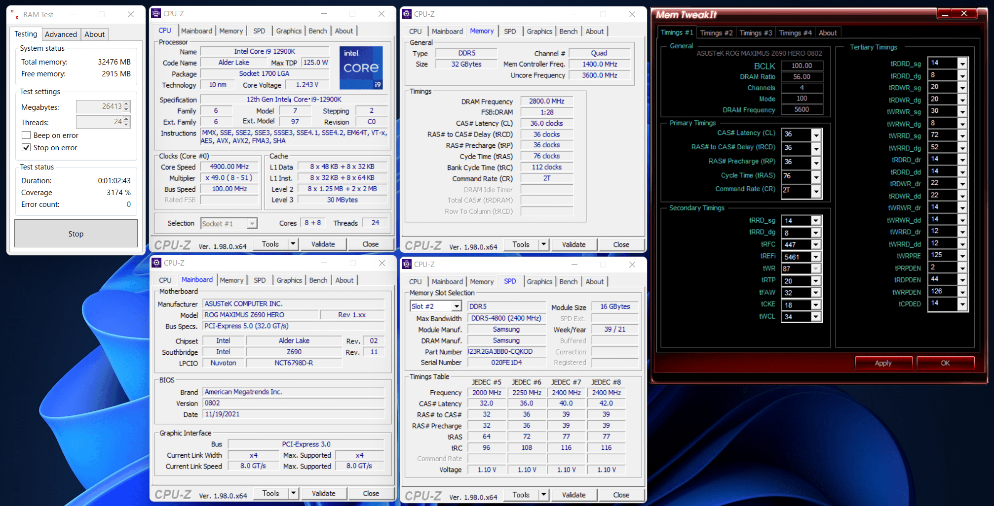 ASUS DDR5 U-DIMM 32GB KIT_5600_C36_Ramtest