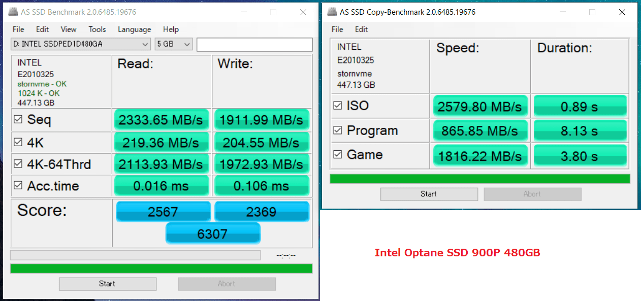Intel Optane SSD 900P 480GB_AS