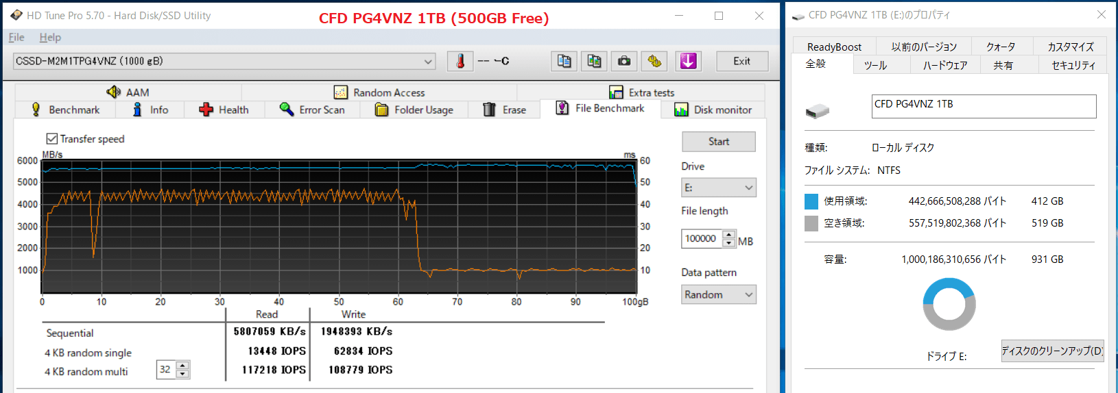 CFD PG4VNZ 1TB_SLC-Cache_500GB-Free