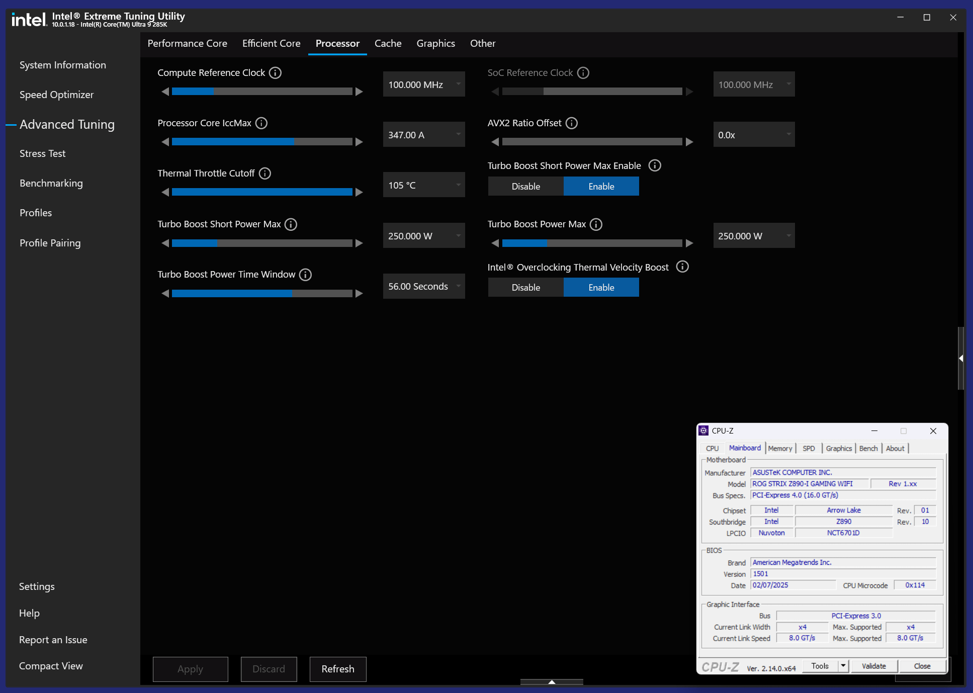 ASUS ROG STRIX Z890-I GAMING WIFI_XTU_Core Ultra 9 285K (1)