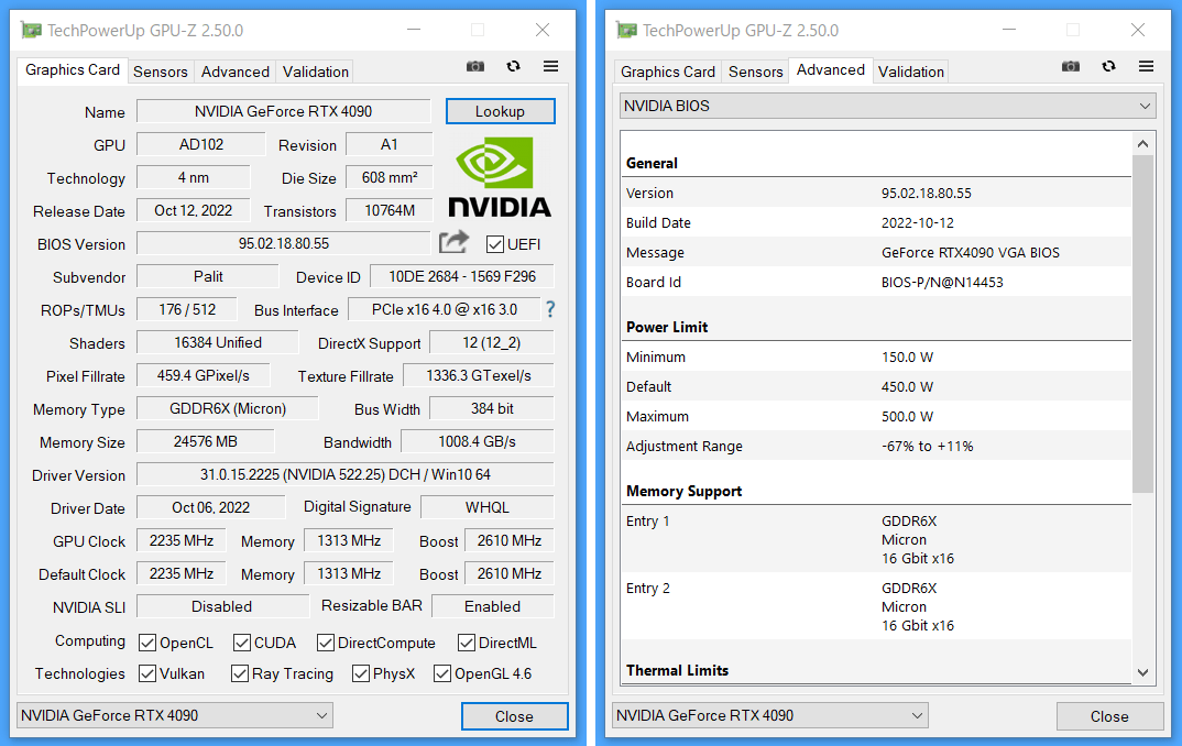 Palit GeForce RTX 4090 GameRock OC_GPU-Z_PM