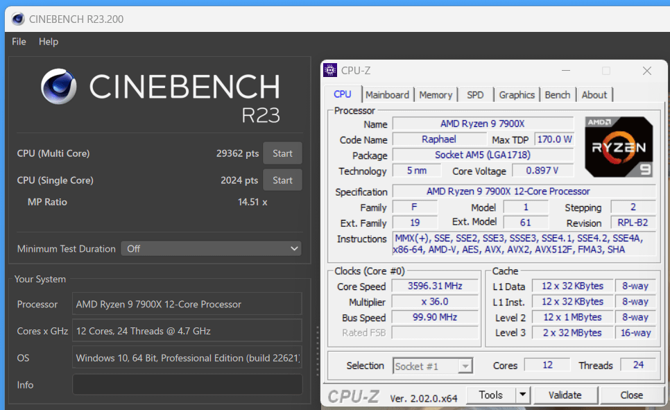 AMD Ryzen 9 7900X_Cinebench R23