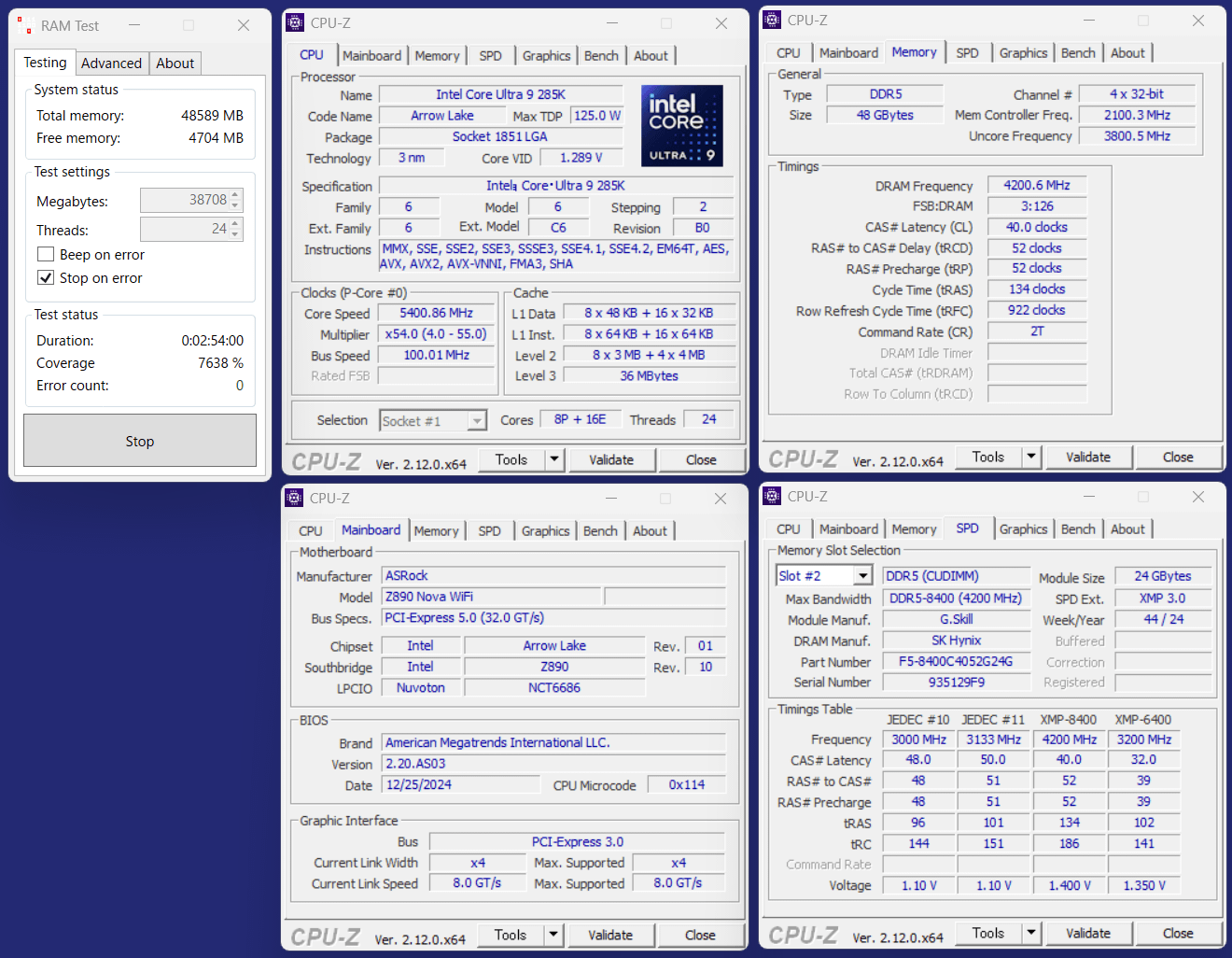 ASRock Z890 Nova WiFi_GTZC_24GBx2_8400-C40_RT