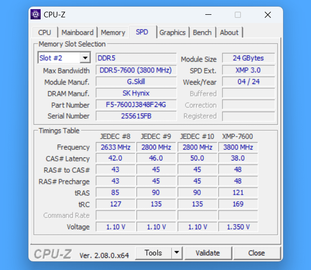 G.Skill Trident Z5 RGB_F5-7600J3848F24GX2-TZ5RK_CPU-Z
