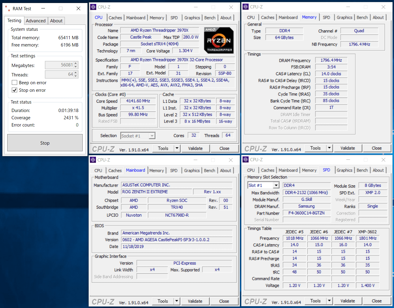 GIGABYTE TRX40 AORUS XTREME_OC test_memtest