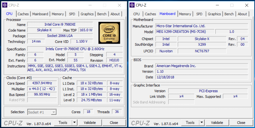 MSI MEG X299 CREATION_7980X_OC test_1