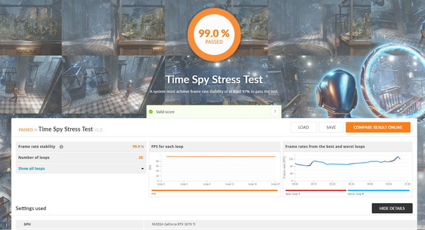 Palit GeForce RTX 3070 Ti GameRock OC_TimeSpy Stress Test