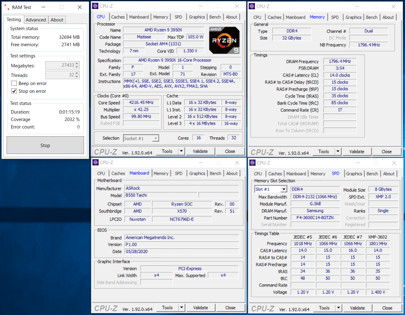 ASRock B550 Taichi_OC Test_Ram-test