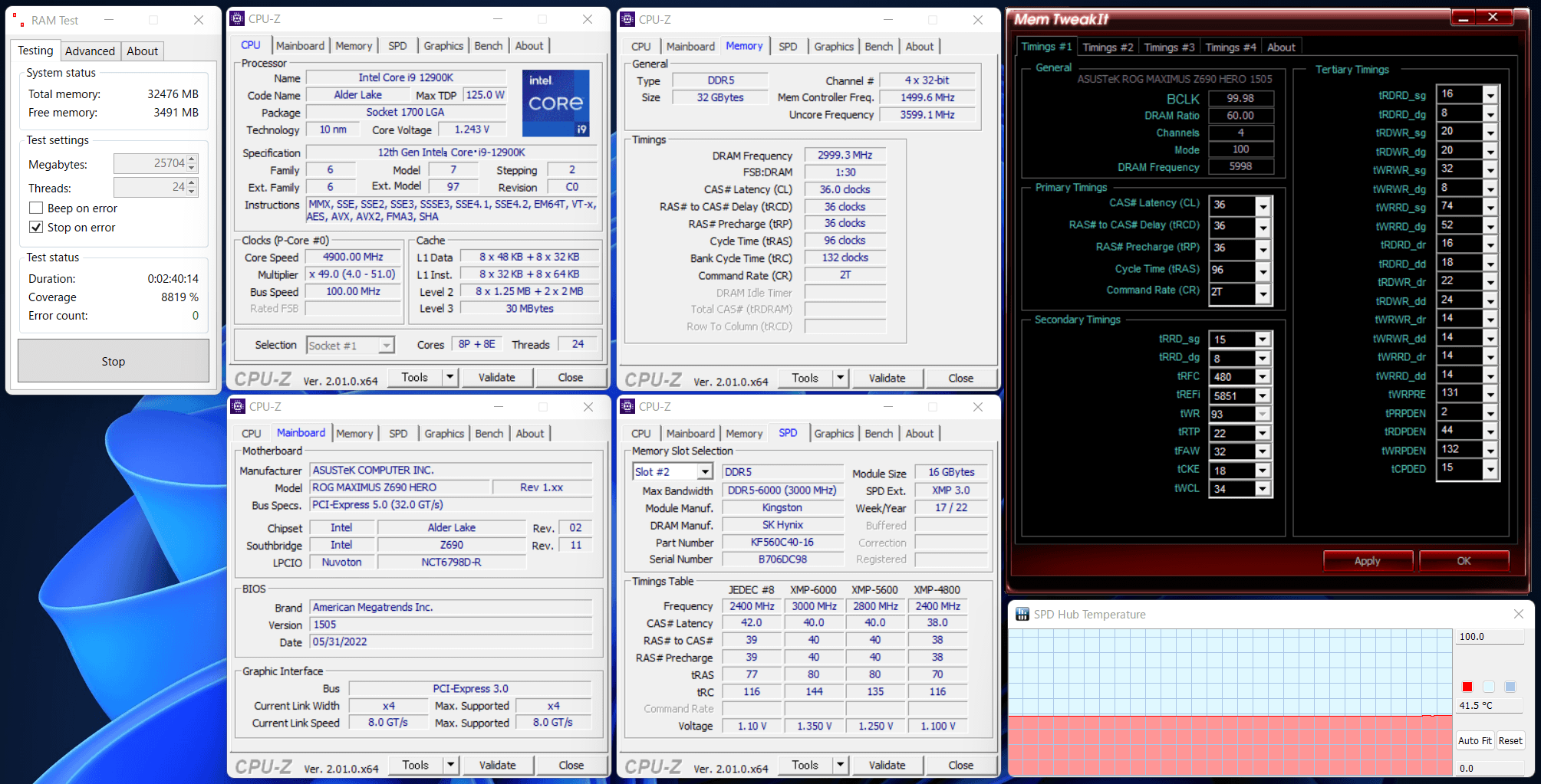 Kingston FURY Beast DDR5 RGB_ASUS MZ690H_12900K_6000_C36