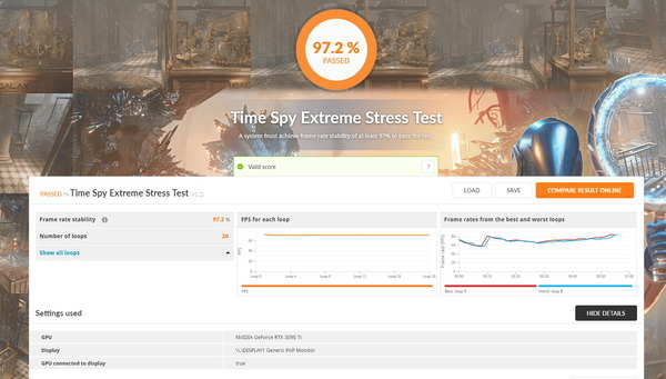 MSI GeForce RTX 3090 Ti SUPRIM X 24G_TimeSpy Stress Test