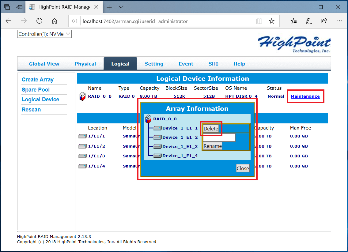 HighPoint NVMe RAID Manager_7