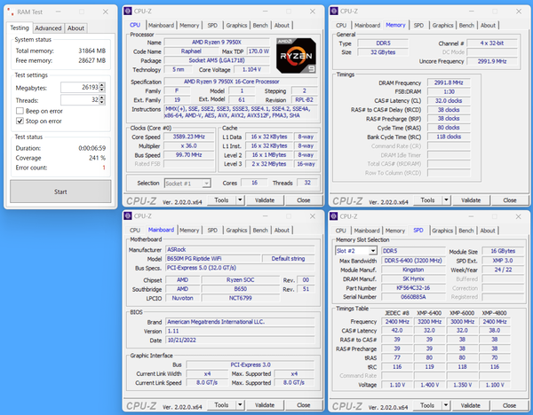 ASRock B650M PG Riptide WiFi_KFR_16GBx2_6000-C32_RT_failed