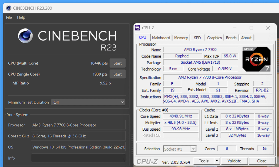 AMD Ryzen 7 7700_Cinebench R23