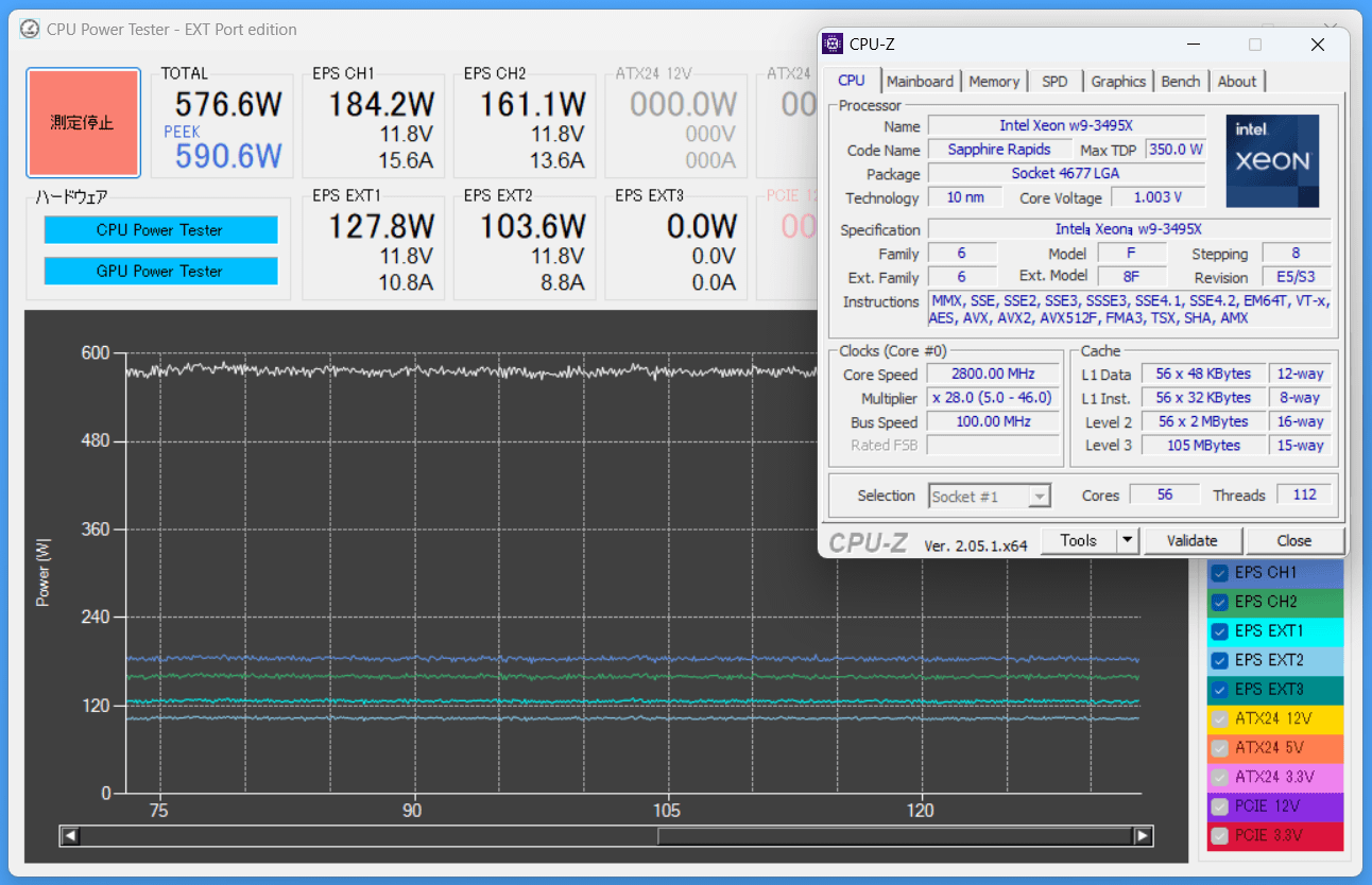 ASUS Pro WS W790E-SAGE SE_temp_3_3495X_500W_def_wtMF_pow