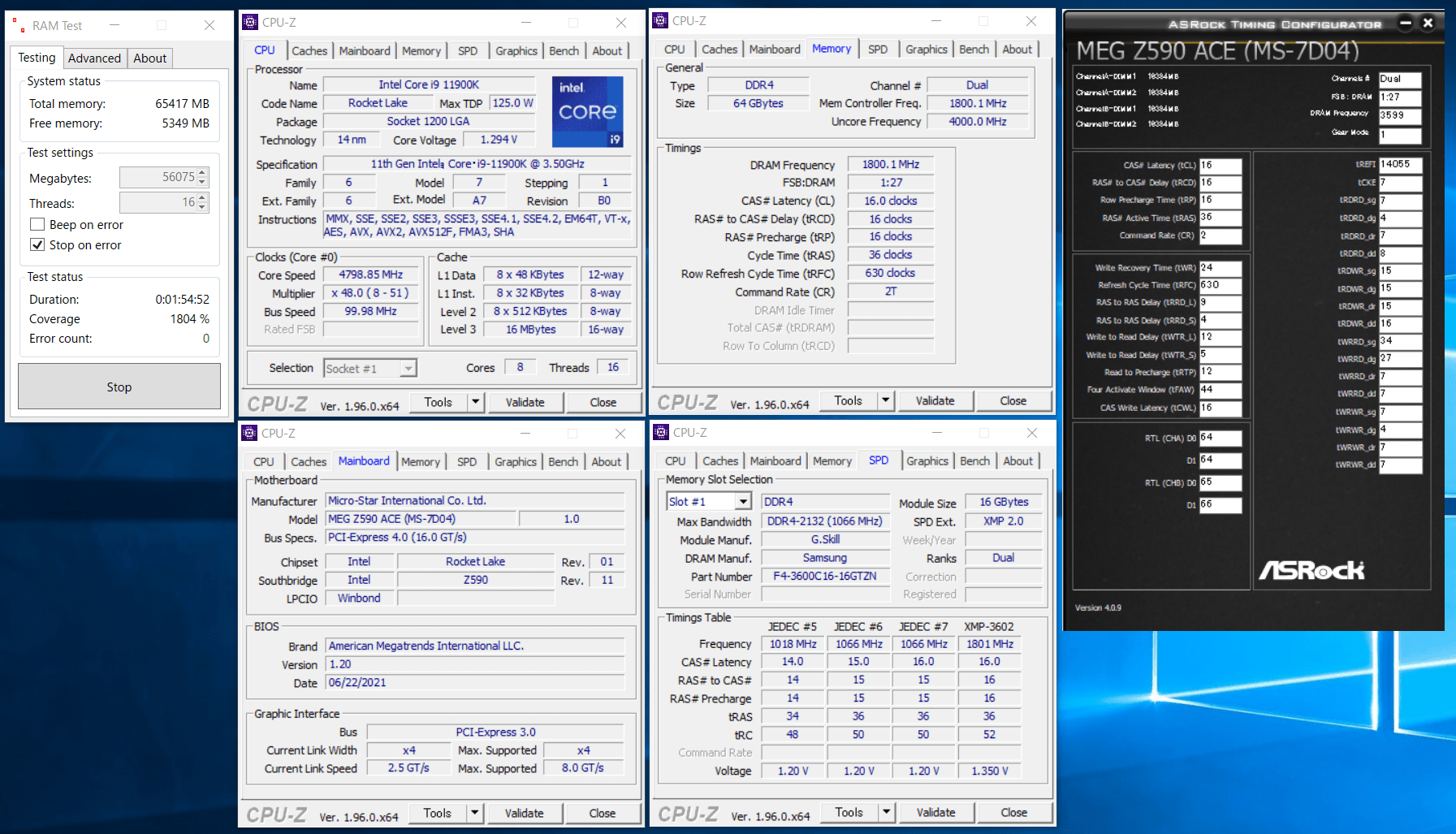 G.Skill F4-3600C16Q-64GTZN_Z590_ramtest