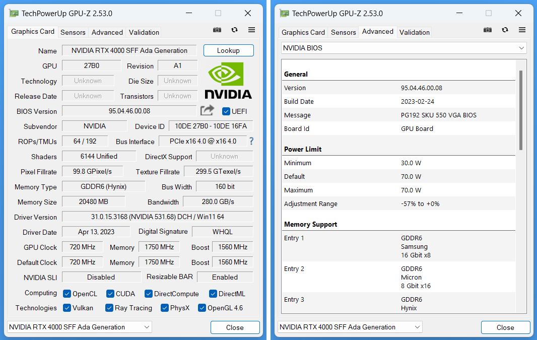 NVIDIA RTX 4000 SFF Ada_GPU-Z