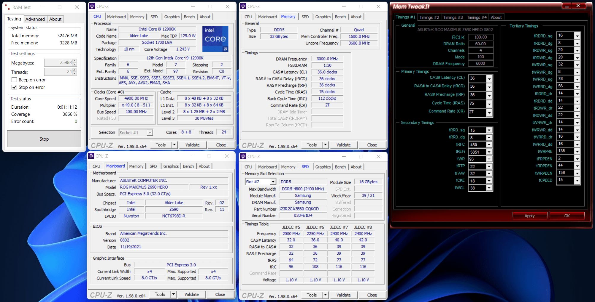 ASUS DDR5 U-DIMM 32GB KIT_6000_C36_Ramtest