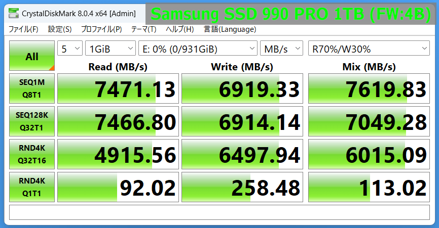 Samsung SSD 990 PRO 1TB(4B)_CDM8m_1GiB