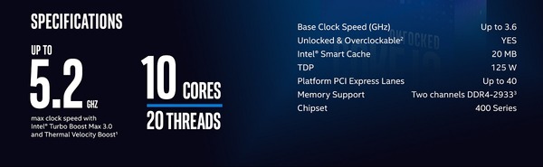 Intel Core i9 10850K_spec