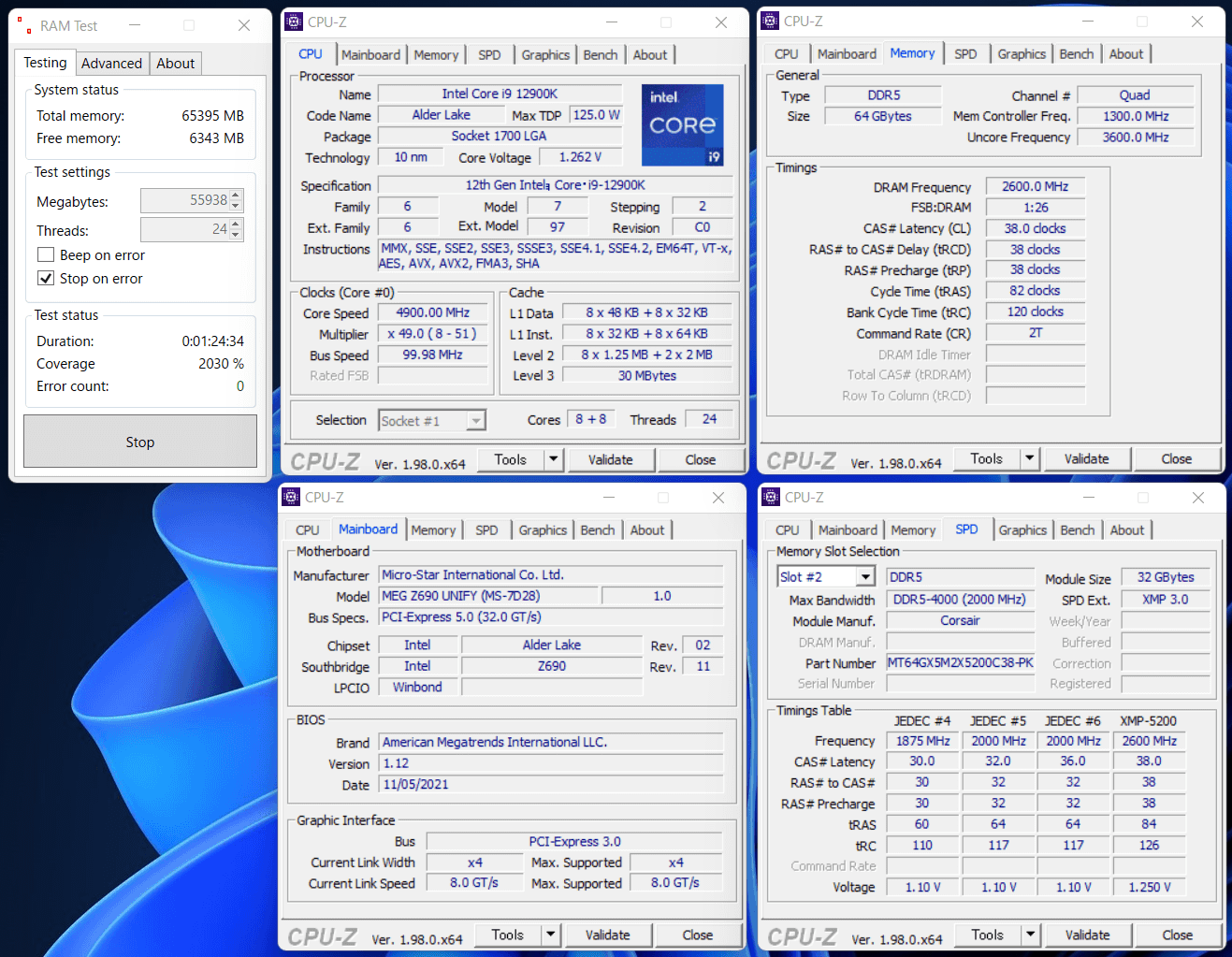 CMT64GX5M2X5200C38-PK1_MSI MZ690U_12900K_5200_C38_ramtest