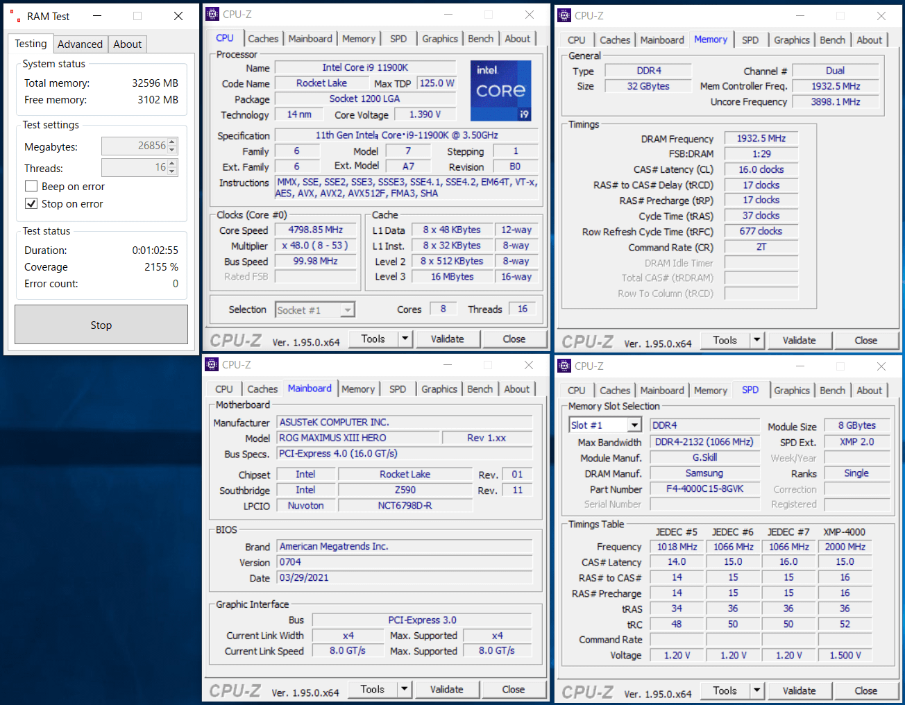 ASUS ROG MAXIMUS XIII HERO_11900K_memtest_3866_c16_g1
