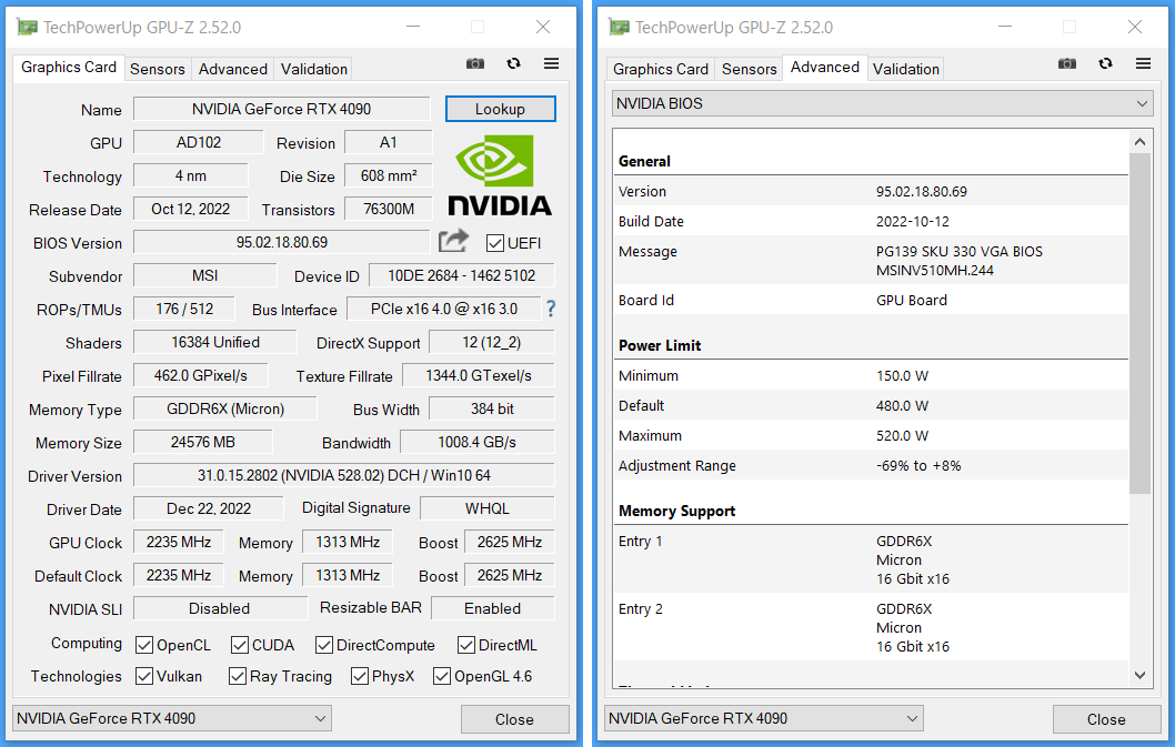MSI GeForce RTX 4090 SUPRIM X 24G_GPU-Z_GM