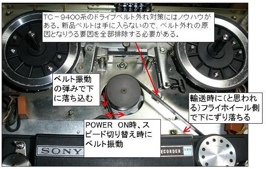 ベルト外れ : オープンリールテープデッキの復刻（修理と販売）