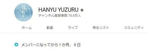 HANYU YUZURU チャンネル 1か月目