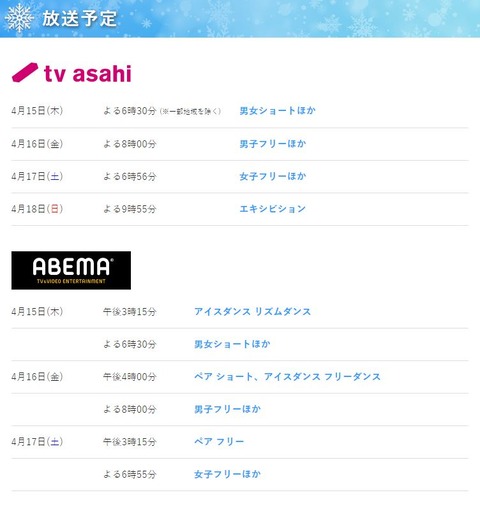 21 国別放送予定 1