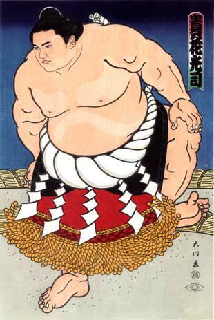 木下大門作　白鵬錦絵 Yahoo!オークション - 大相撲錦絵 木下大門 木版画「初代横綱