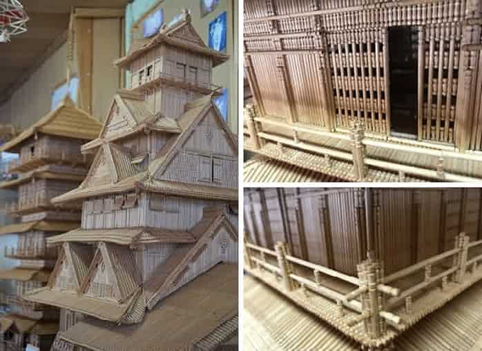 ようじアート作り半世紀、城やスカイツリー 立体で再現、自宅に展示場