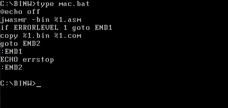 Dos Asm 7 Jwasmでcom形式用バッチファイル Wnc Develop 記録 Dos Asm 7 Jwasmでcom形式用バッチファイル Wnc Develop 記録