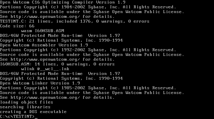 [ASM]40-OpenWatcom C/C++(DOS)でアセンブラ : wnc develop 記録