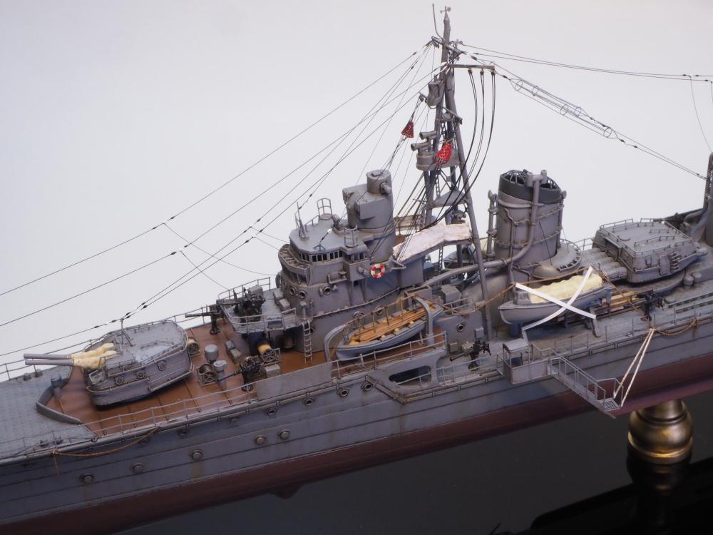 1/350 島風　最終時　エッチングパーツ　甲板シート付き　ハセガワ模型 1/350 駆逐艦『島風』（最終時）ディテールアップ完成品1｜艦船