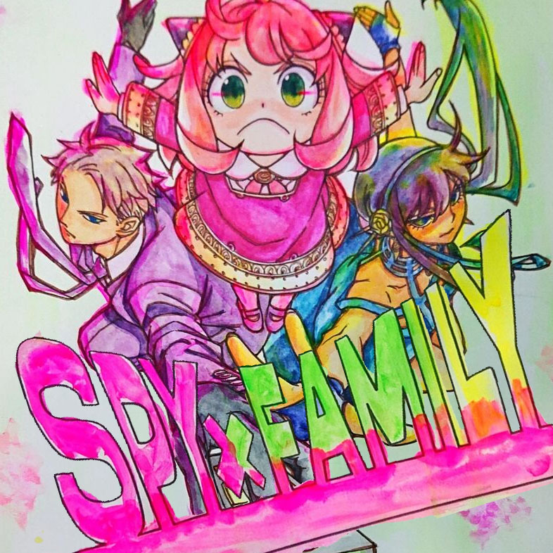蛍光色でぬりえ☆スパイファミリーぬりえ☆ルミアクセントカラー