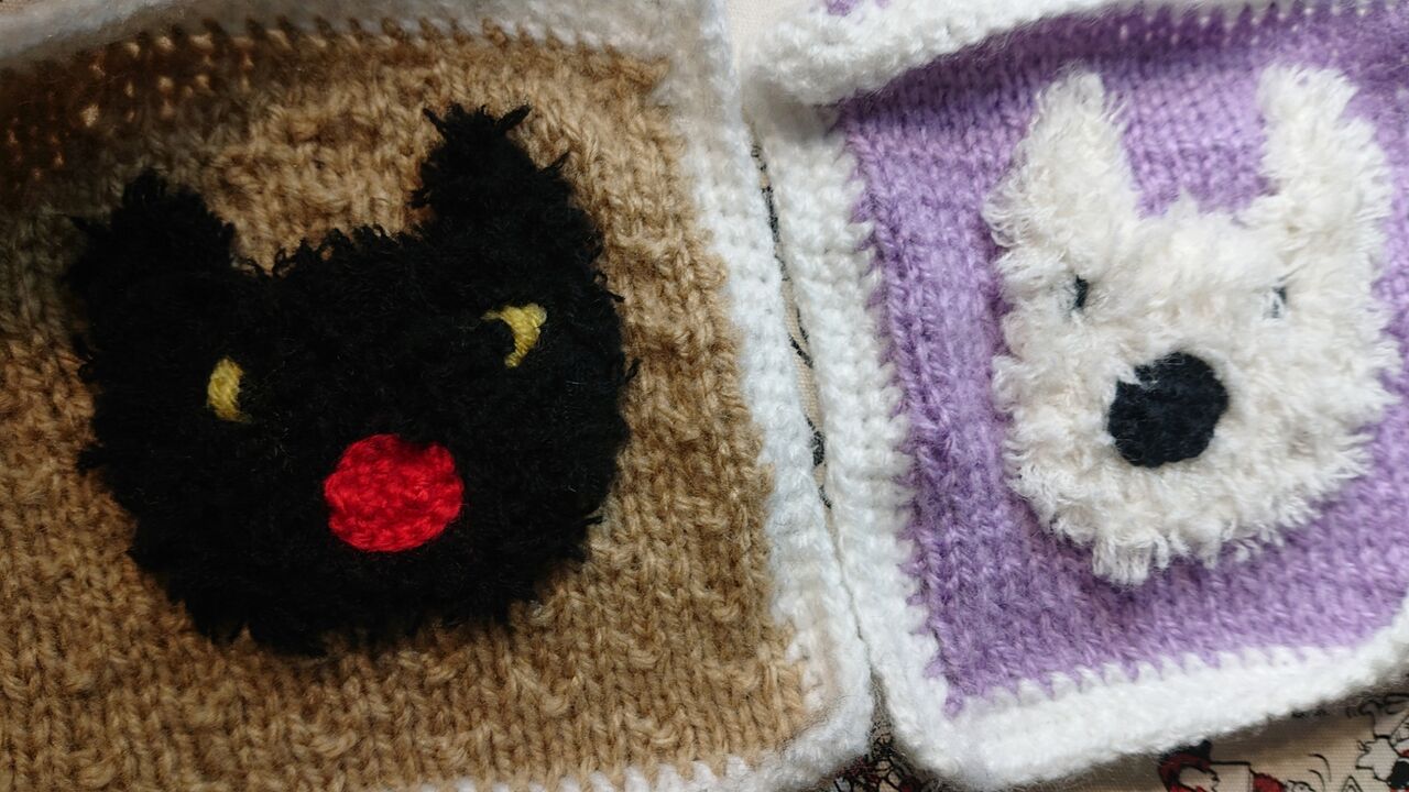 4号完成☆ リサとガスパール ニット＆クロシェ ガスパールのモチーフ2