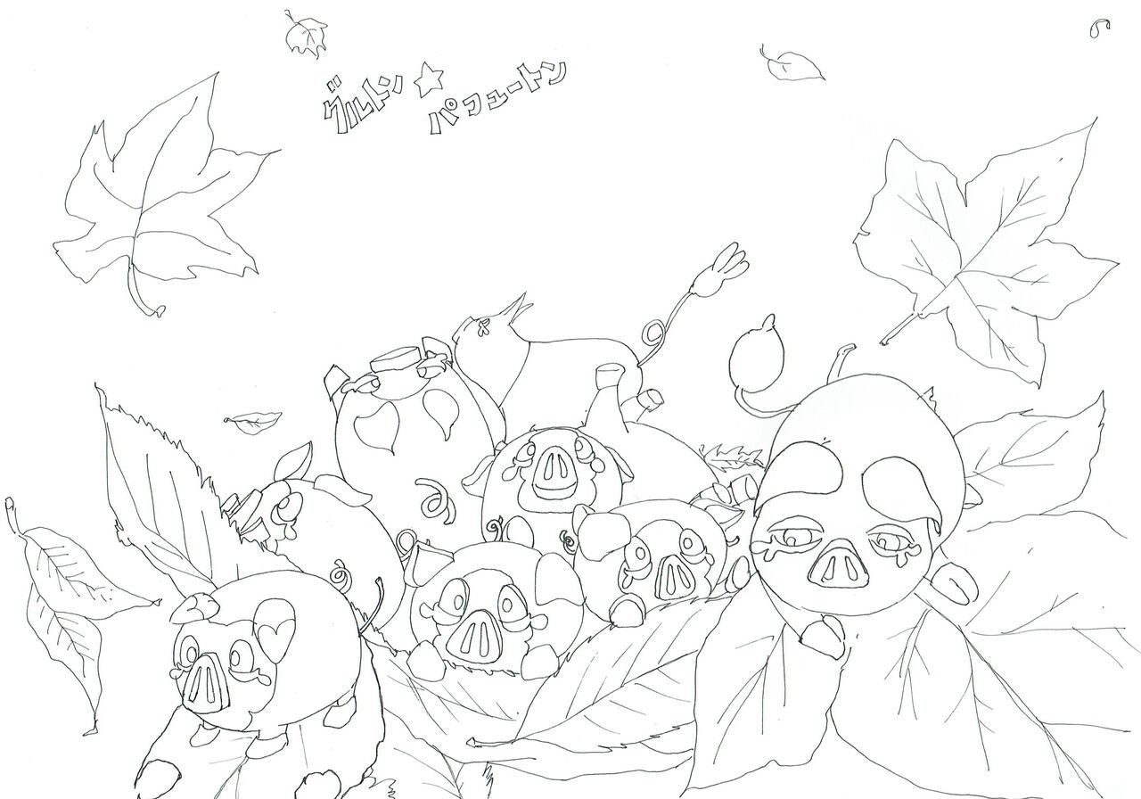 ぶたポケモンのグルトン パフュートン ぬりえ イラスト ポケットモンスター スカーレット バイオレット ポケモンsv インクテンス 水彩色鉛筆 Wshinchan 令和